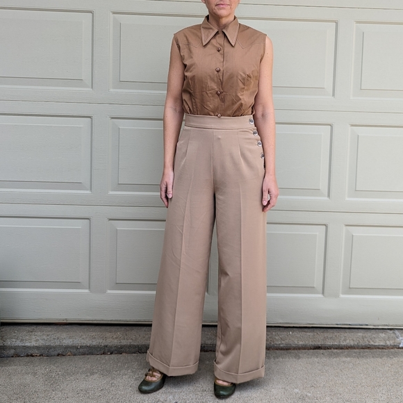 HEYDAY VINTAGE STYLE 1940's repro wide leg pants UK10 - Picture 1 of 11